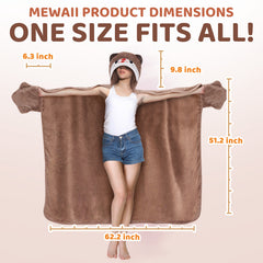 MeWaii® Spade-Nosed Gray Otter Wearable Blanket Hoodie Oversized Plush Sweatshirt Blanket Warm & Cozy Hooded Blanket Gifts