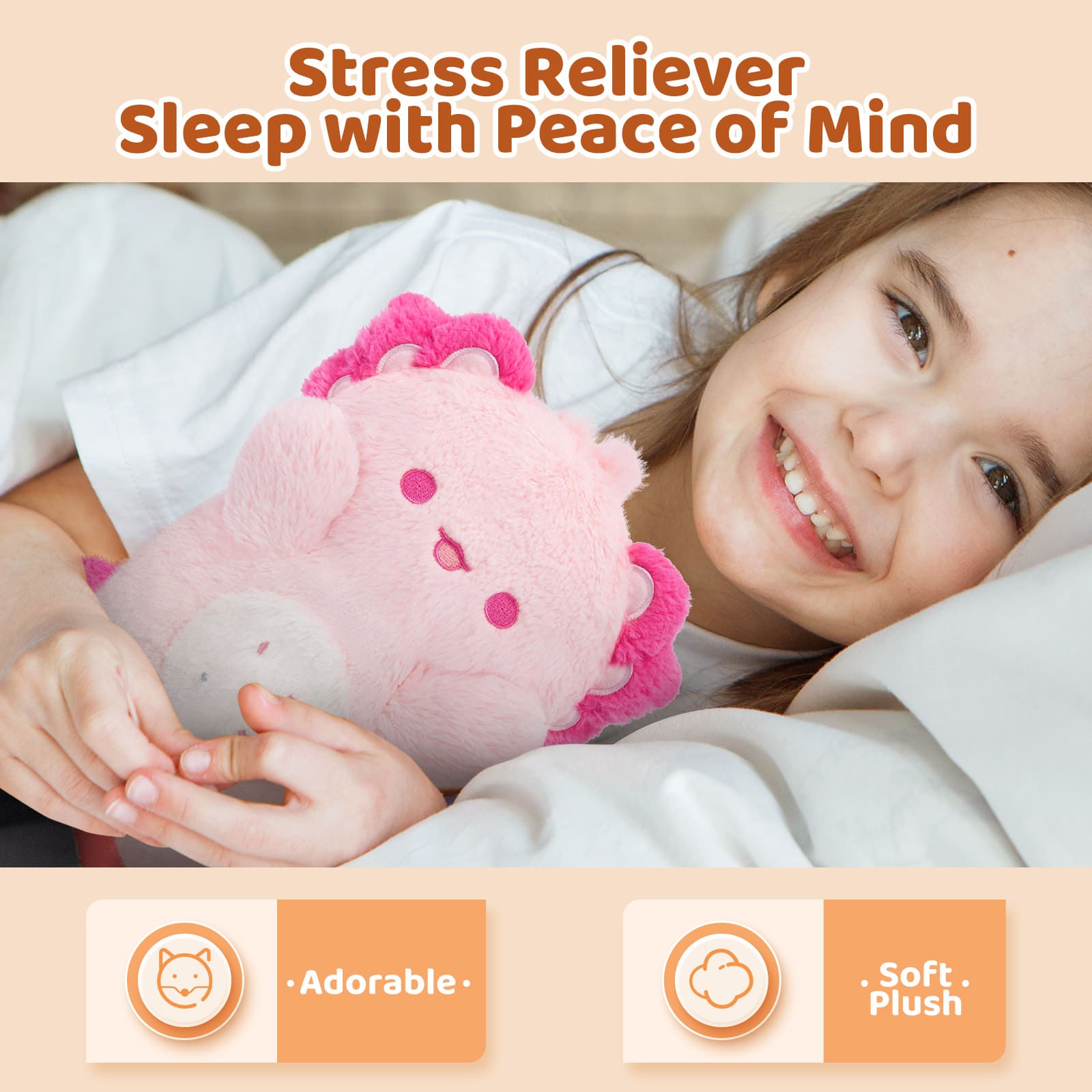 MeWaii® Heating Family Pink Axolotl Heatable Stuffed Plush Warm Stuffed Animals Unscented Microwavable Warmable Heating Pad Toy