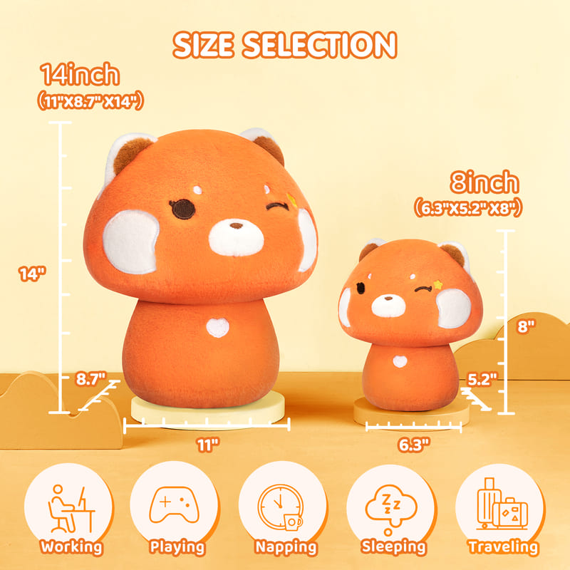 MeWaii® Mushroom Family Red Panda Kawaii Plush Pillow Squish Toy