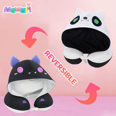 MeWaii® Flip Pillow Black White Bat Reversible Throw Pillow Neck Pillow Kawaii Plush Pillow Squish Toy