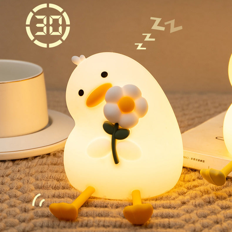 MeWaii® Squishy Silicone Duck Flower LED Night Light - Perfect Gift for Kids and Girls