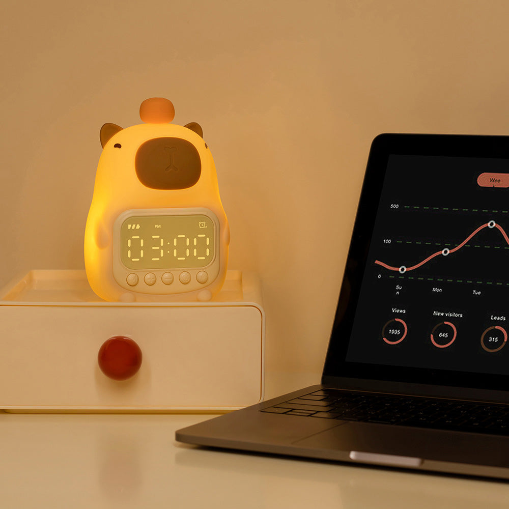 Weicher Wasserschwein-Wecker aus Silikon mit LED-Nachtlicht – perfektes Geschenk für Kinder und Mädchen