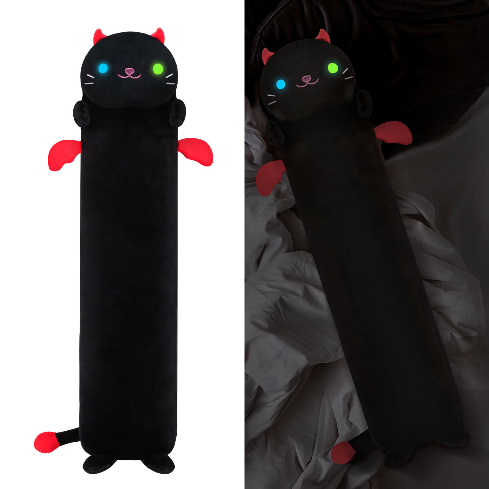 MeWaii® Luminous Devil Kitten Black Stuffed Animal Kawaii Plush Pillow Squishy Toy