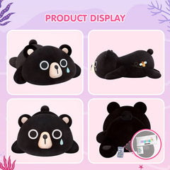 MeWaii® Cute Animal Black Bear Plush Pillow Kawaii Plushies Stuffed Toys Squishy Plushies Cuddle Body Pillow