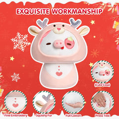 MeWaii® Mushroom Family Berry Cow with Elk Hoodie Christmas Kawaii Plush Pillow Squish Toy