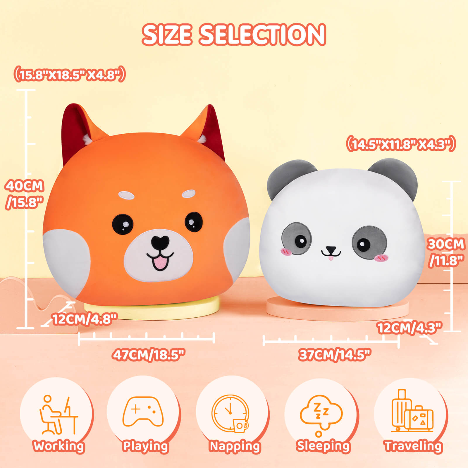 MeWaii® Reversible Plush Red Panda Plush Pillow Stuffed Animals Squishy Throw Reversible Plushies Flip Toys