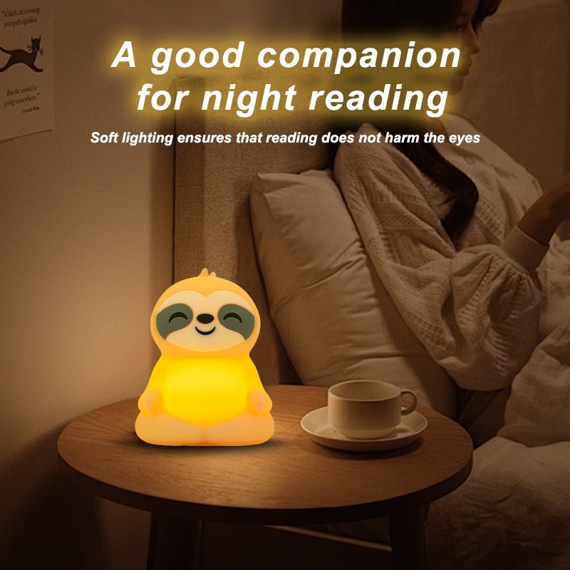 Meditierendes Faultier, matschig, Silikon, ruhiges Glühen, Nachtlicht, sitzende Pose, Lampe, perfektes Geschenk