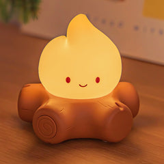 Campfire Silicone Squishy Cute Flame Night Light Playful Face Cozy Perfect Gift