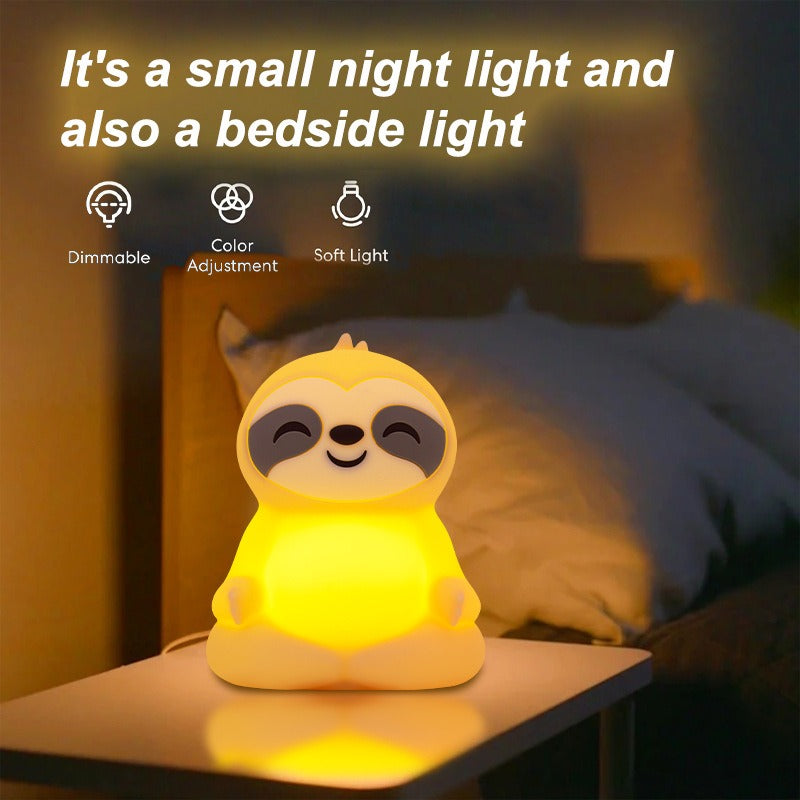 Meditierendes Faultier, matschig, Silikon, ruhiges Glühen, Nachtlicht, sitzende Pose, Lampe, perfektes Geschenk
