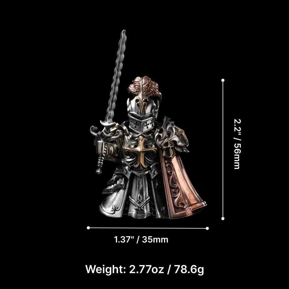 Crusader Figurine Detachable Bronze Bull-Helm Knight Statue Set
