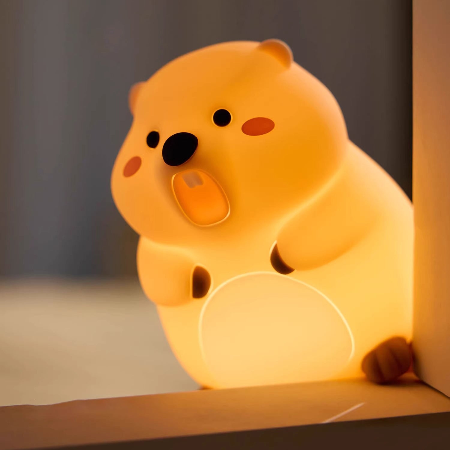 Groundhog Silicone Squishy Night Light Cute Standing LED Lamp Perfect Gift
