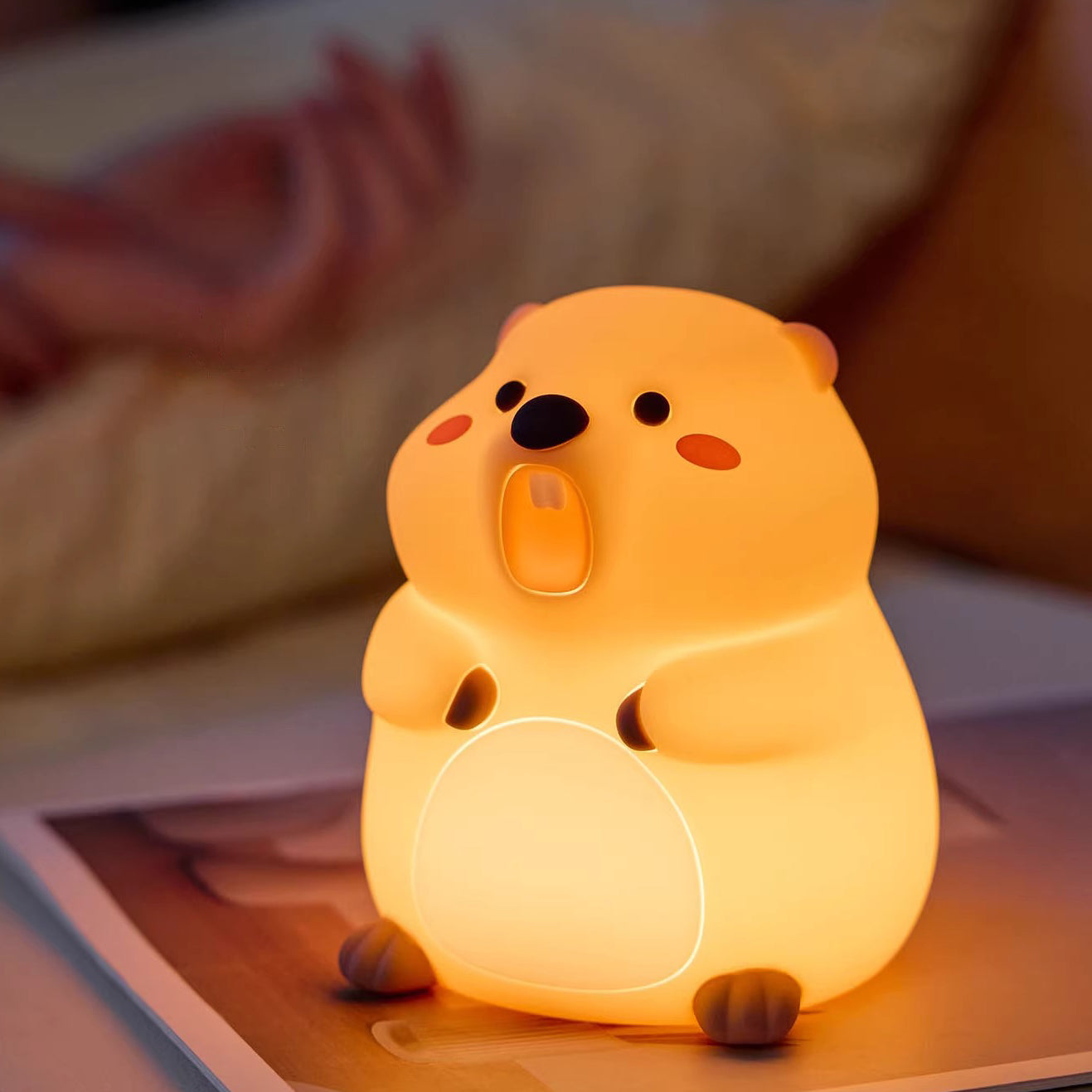 Groundhog Silicone Squishy Night Light Cute Standing LED Lamp Perfect Gift