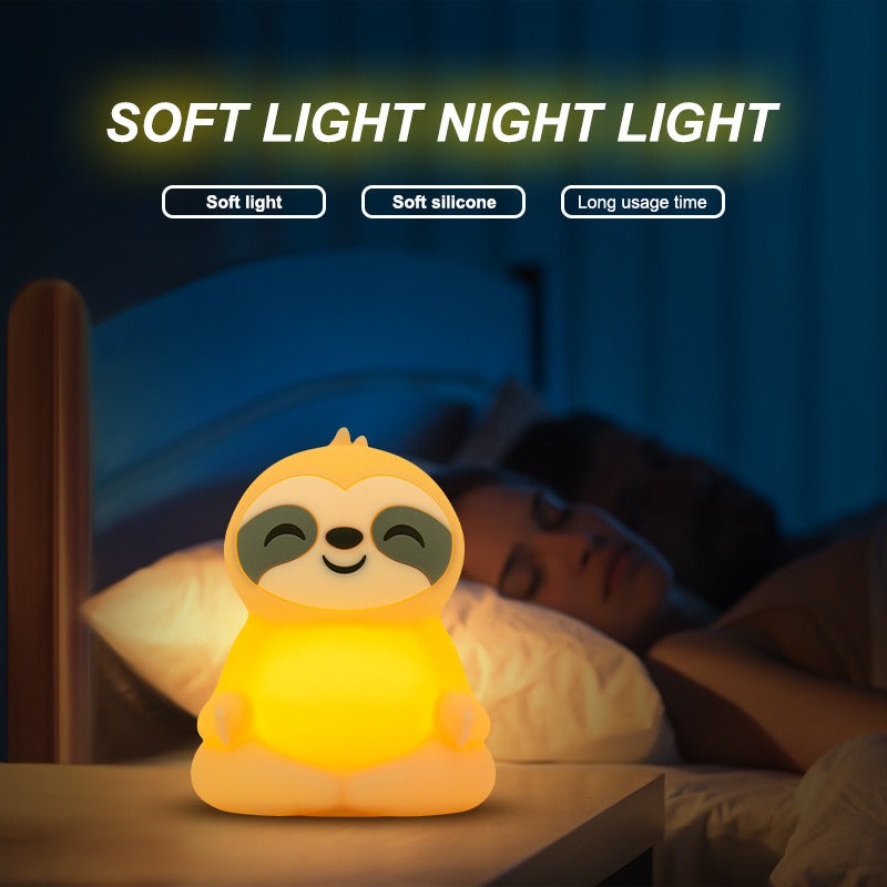 Meditierendes Faultier, matschig, Silikon, ruhiges Glühen, Nachtlicht, sitzende Pose, Lampe, perfektes Geschenk