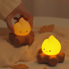 Campfire Silicone Squishy Cute Flame Night Light Playful Face Cozy Perfect Gift