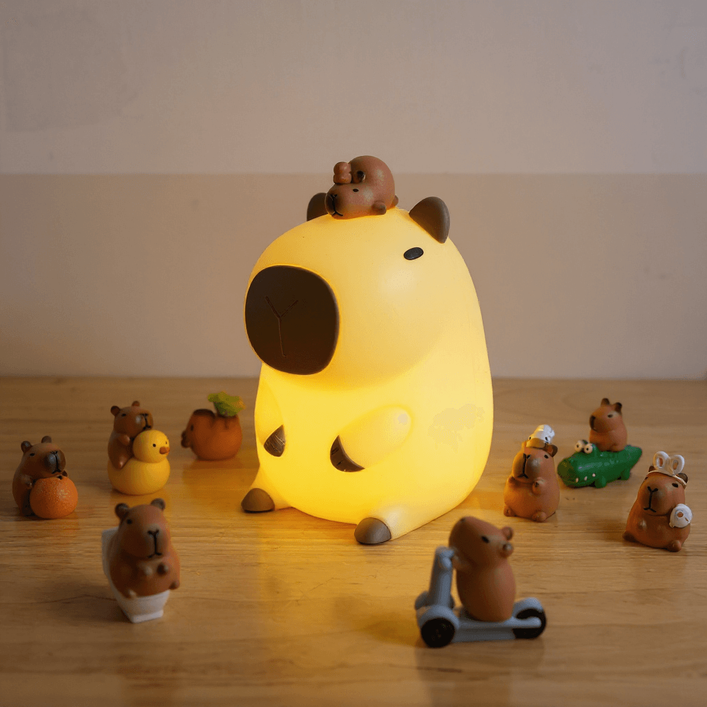 Over 5+ Pcs Miniature Capybara Figurines Cute Set Squishy Silicone Night Light DIY Desk Collection Resin
