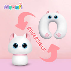 MeWaii® Flip Pillow White Cat Reversible Throw Pillow Neck Pillow Kawaii Plush Pillow Squish Toy