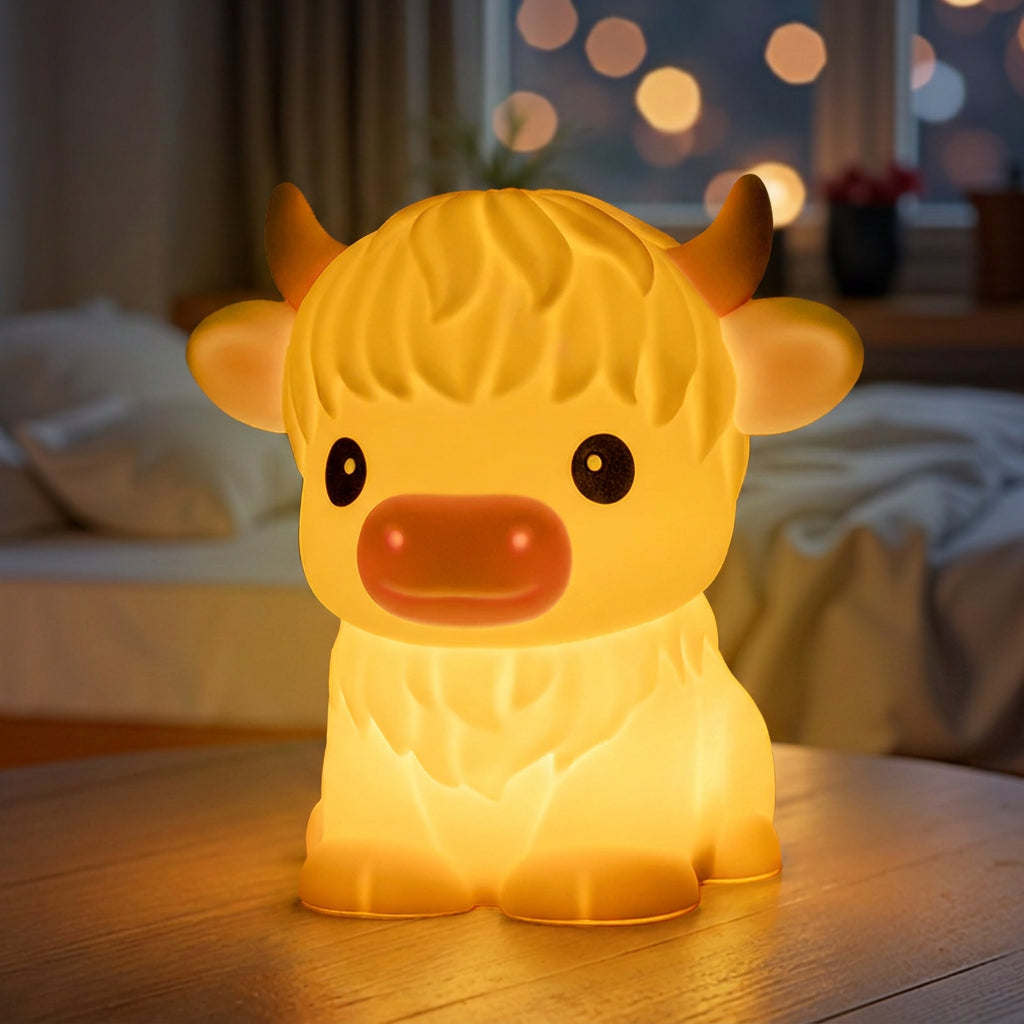 MeWaii® Highland Cow Silicone Squishy LED Night Light - Perfect Gift for Kids and Girls